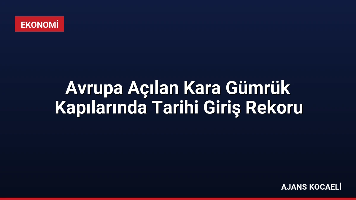 Avrupa Açılan Kara Gümrük Kapılarında Tarihi Giriş Rekoru
