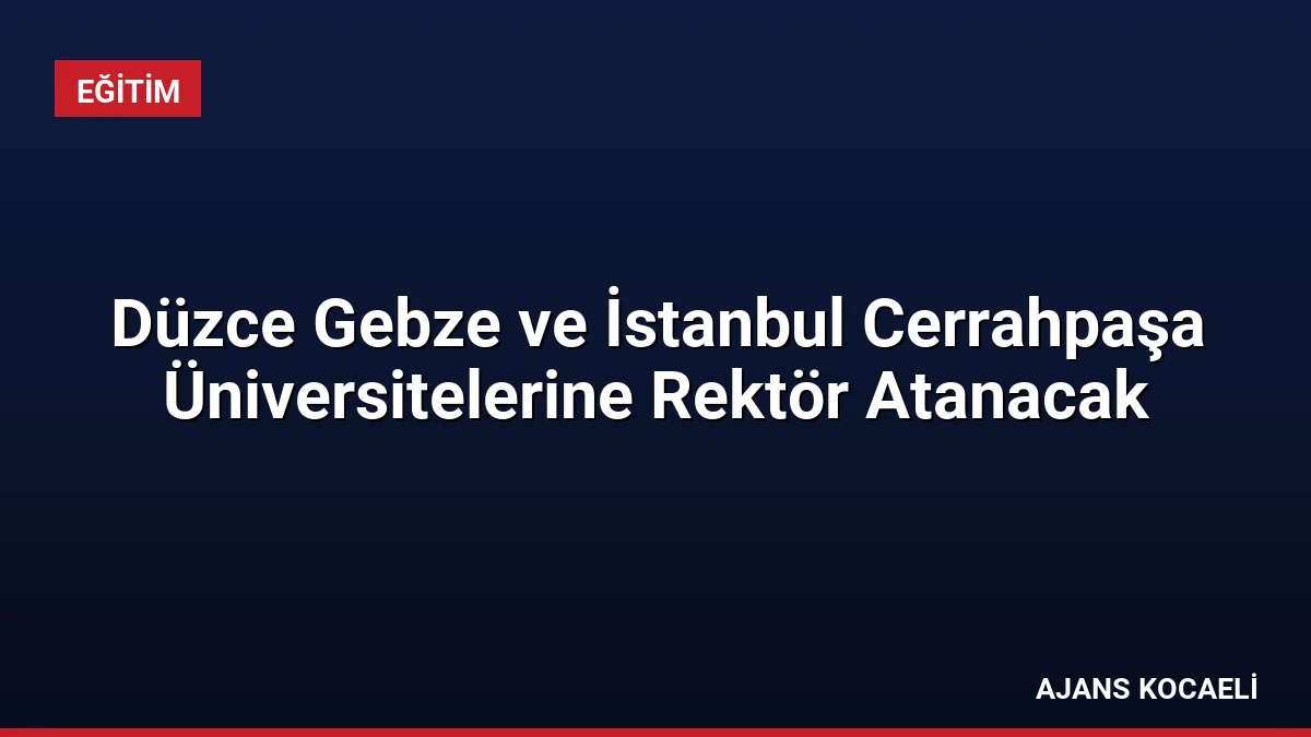Düzce Gebze ve İstanbul Cerrahpaşa Üniversitelerine Rektör Atanacak