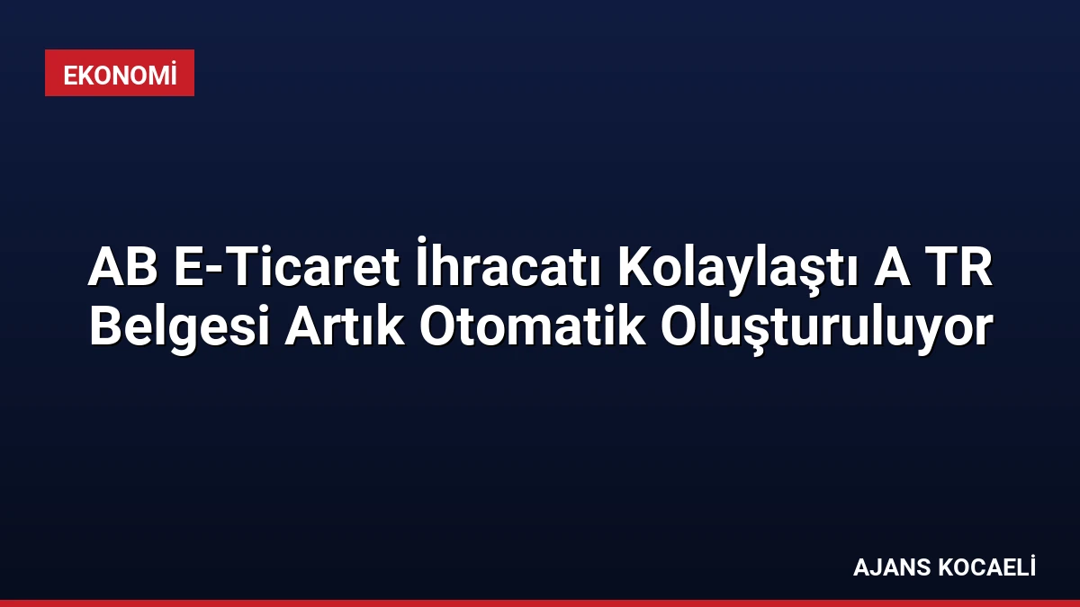 AB E-Ticaret İhracatı Kolaylaştı A TR Belgesi Artık Otomatik Oluşturuluyor