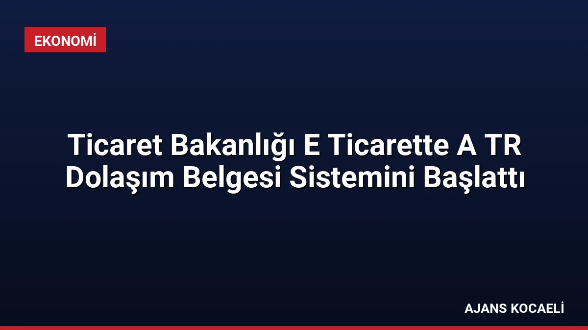 Ticaret Bakanlığı E Ticarette A TR Dolaşım Belgesi Sistemini Başlattı