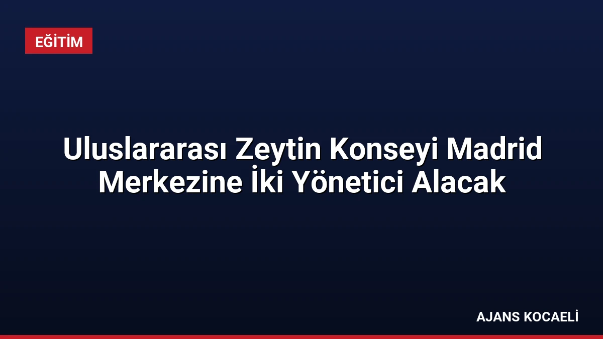 Uluslararası Zeytin Konseyi Madrid Merkezine İki Yönetici Alacak