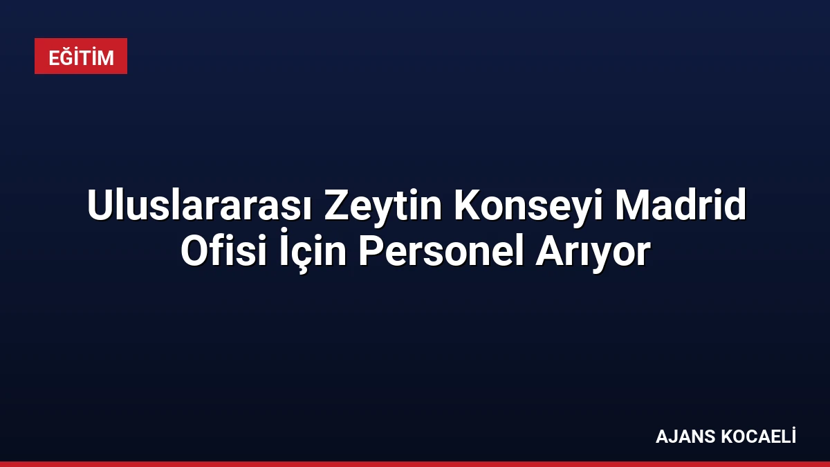 Uluslararası Zeytin Konseyi Madrid Ofisi İçin Personel Arıyor