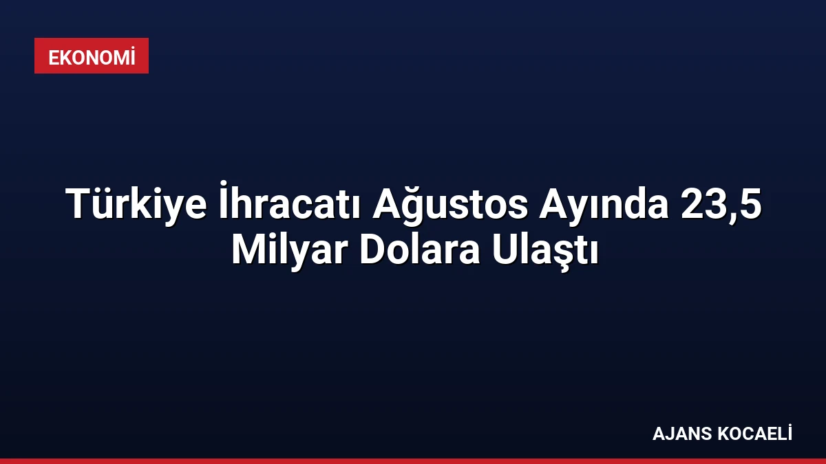 Türkiye İhracatı Ağustos Ayında 23,5 Milyar Dolara Ulaştı
