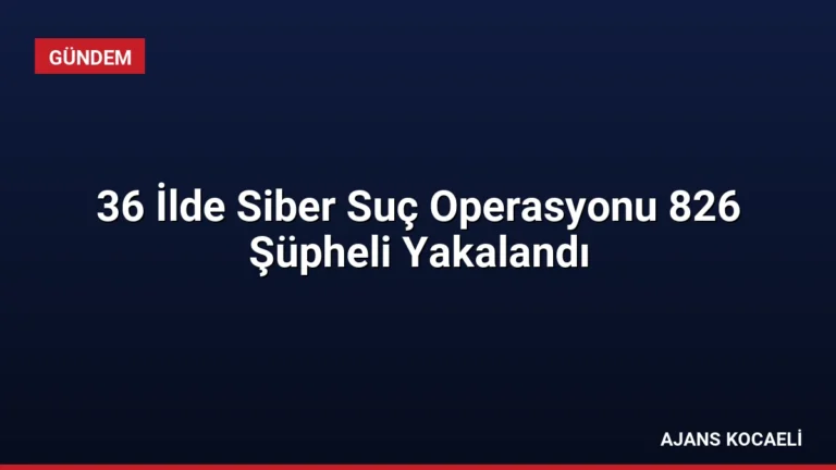 36 İlde Siber Suç Operasyonu 826 Şüpheli Yakalandı