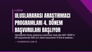 Uluslararası Araştırmacı Programları 4. Dönem Başvuruları Başlıyor
