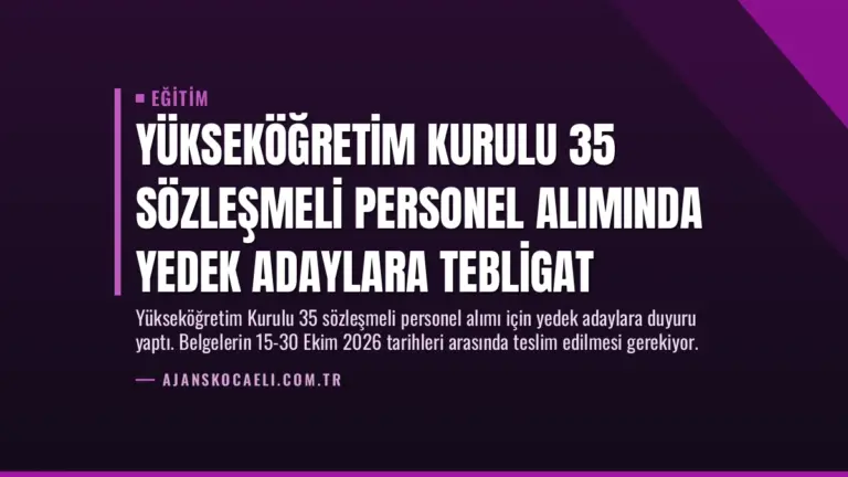 Yükseköğretim Kurulu 35 Sözleşmeli Personel Alımında Yedek Adaylara Tebligat